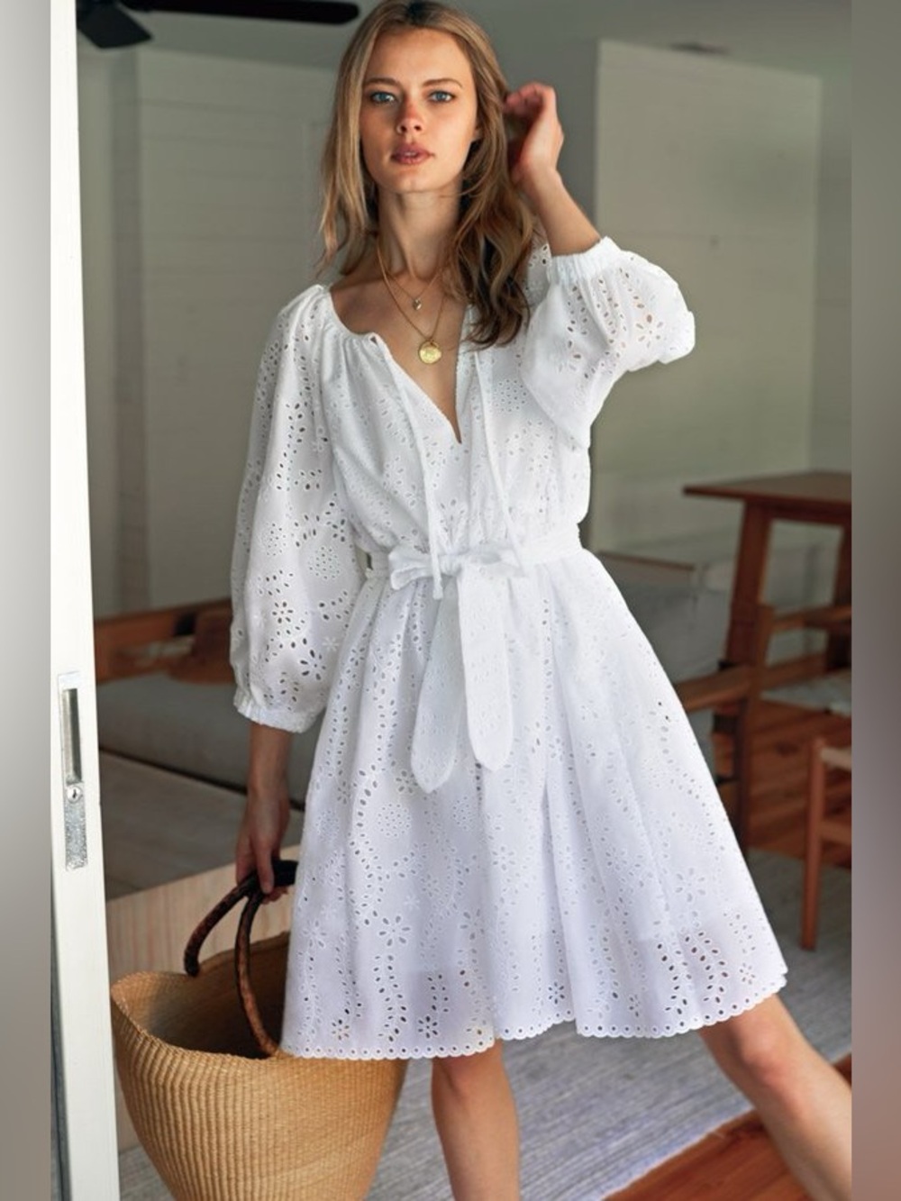 Emerson Fry Rakel White Eyelet Cotton Dress